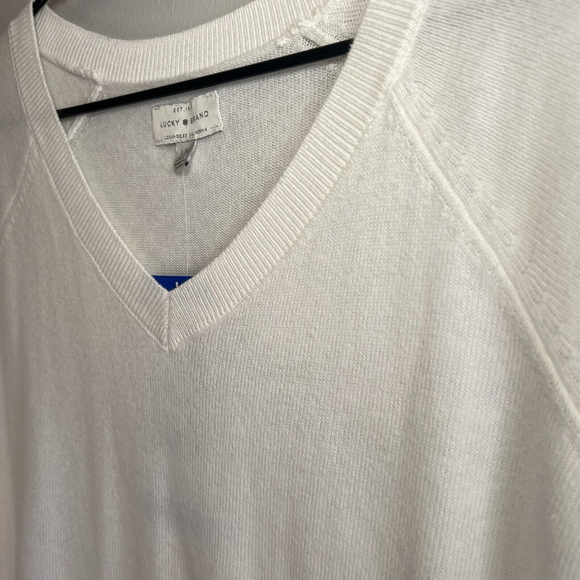Lucky Brand Women's V-Neck Sweater Long Sleeves Side Slits White Size L - Picture 4 of 10